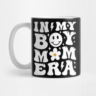 Smile Face In My Boy Mom Era Groovy Mother's Day Mug